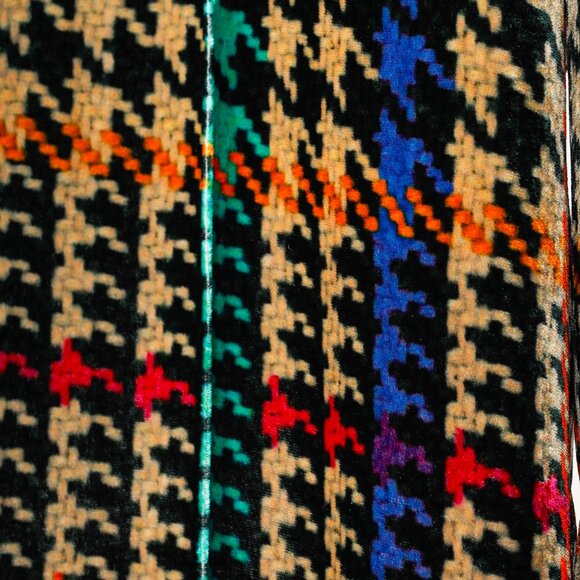 Etro Beige & Black Multicoloured Houndstooth Velvet Pants - Picture 6 of 9